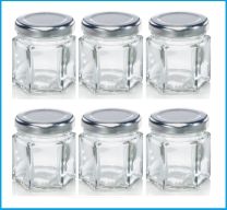 Leifheit 3208 Jampot Zeshoekig 47 ml Glas/Zilver (set van 6 stuks)