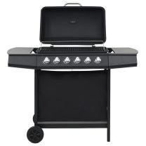  Gasbarbecue met 6 kookzones staal zwart