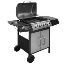  Gasbarbecue 4+1 kookzone zwart en zilver
