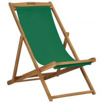  Strandstoel inklapbaar massief teakhout groen
