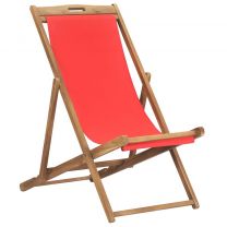  Strandstoel inklapbaar massief teakhout rood