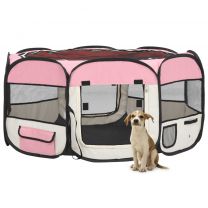  Hondenren inklapbaar met draagtas 145x145x61 cm roze