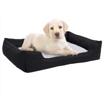  Hondenmand linnen-look 65x50x20 cm fleece zwart en wit