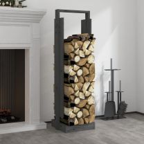  Houtblokhouder 33,5x30x110 cm massief grenenhout grijs