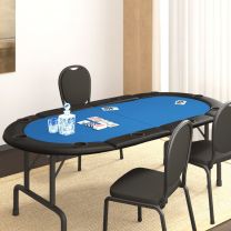  Pokertafelblad voor 10 spelers inklapbaar 208x106x3 cm blauw
