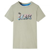 Kindershirt skateprint 116 lichtkakikleurig