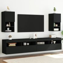  Tv-meubelen 2 st met LED-verlichting 30,5x30x60 cm zwart