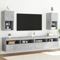  Tv-meubelen 2 st met LED-verlichting 30,5x30x60 cm betongrijs