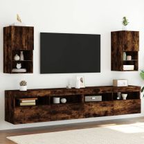  Tv-meubelen 2 st LED-verlichting 30,5x30x60 cm gerookt eiken
