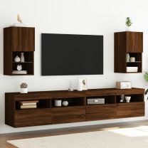  Tv-meubelen 2 st met LED-verlichting 30,5x30x60 cm bruineiken