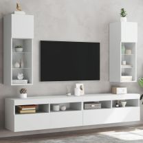  Tv-meubels met LED-verlichting 2 st 30,5x30x90 cm wit