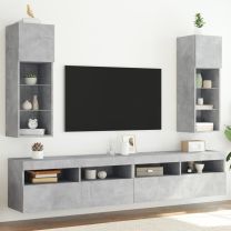  Tv-meubel met LED-verlichting 2 st 30,5x30x90 cm betongrijs