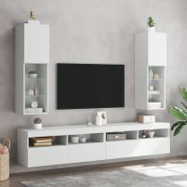 Tv-meubels met LED-verlichting 2 st 30,5x30x102 cm wit