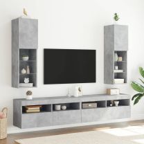  Tv-meubels met LED-verlichting 2 st 30,5x30x102 cm betongrijs