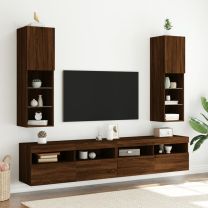  Tv-meubels met LED-verlichting 2 st 30,5x30x102 cm bruineiken