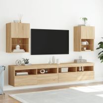  Tv-meubels met LED-verlichting 2 st 40,5x30x60 cm sonoma eiken