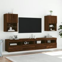  Tv-meubels met LED-verlichting 2 st 40,5x30x60 cm bruineiken