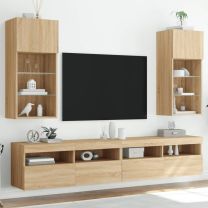  Tv-meubels met LED-verlichting 2 st 40,5x30x90 cm sonoma eiken
