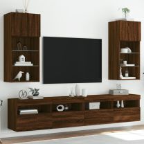  Tv-meubels met LED-verlichting 2 st 40,5x30x90 cm bruineiken