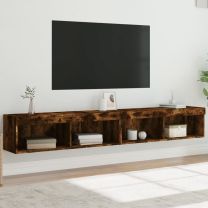  Tv-meubels met LED-verlichting 2 st 100x30x30 cm gerookt eiken