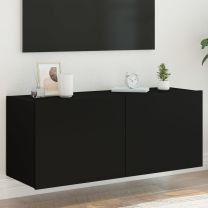  Tv-wandmeubel met LED-verlichting 100x35x41 cm zwart