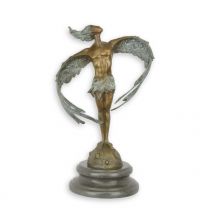 A BRONZE SCULPTURE OF A SMALL MODERN MAN WITH WINGS