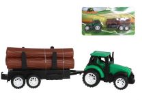 Gerimport Tractor met aanhanger en 3 boomstammen