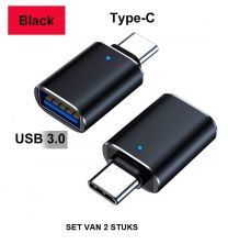 Verloopstuk - USB Type C naar USB Adapter - USB Type C naar USB Convertor , set van 2