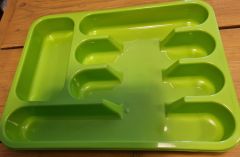 Kunststof bestekbak - bestekhouder 5-vaks groen 24.5 x 32.5 cm - Keukenlade- besteklade - inzetbak